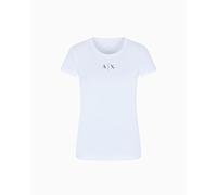 Armani Exchange Women's Short Sleeve Front Shadowed Logo Slim fit, T-Shirt, White, L