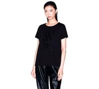 Armani Exchange Women's Short Sleeve Tone on Tone Logo Print Regular Boxy fit, T-Shirt, Black, XL