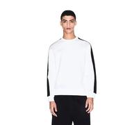 Armani Exchange Men's Essential, Striped, Long Sleeve, Round Collar Sweatshirt, Off White, M