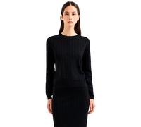 Armani Exchange Women's Allover Monogram Logo Longsleeve Knit Top Pullover Sweater, Black, S