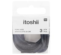 Armbänder 3er Set, Itoshii Ponii, Schnürsenkel-Style, 28 cm (Schwarz glitzernd)