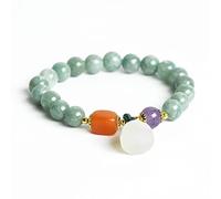 Armbänder Für Damen,8Mm Naturstein Grüne Jade Kristall Armband Weiße Jade Lotus Form Charme Stretch Perlen Angst Armband Energie Edelsteine Perlen Armreif Schmuck Für Männer Frauen Geschenk