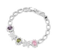 Armband 18 Karat 750 Weißgold Echtes mit Marquise Moissanit, Klassiker Blumen 950 Platinum Armreifen Lab Rosa Saphir