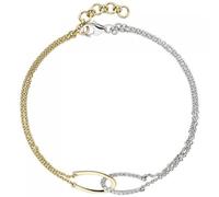 Armband 2-reihig 585 Gold Gelbgold Weißgold bicolor 18 Diamanten 19,5 cm