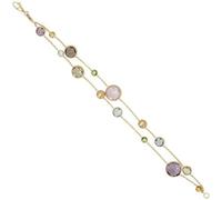 Armband 2-reihig 585 Gold Gelbgold matt mattiert mit Edelsteinen Goldarmband