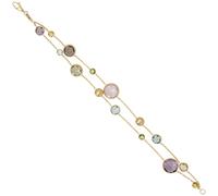 Armband 2-reihig 585 Gold Gelbgold matt mattiert mit Edelsteinen Goldarmband