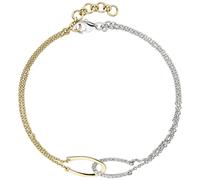 Armband 2-reihig 585 Gold Gelbgold Weißgold bicolor 18 Diamanten 19,5 cm