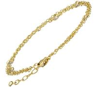 Armband 2-reihig 925 Sterling Silber gold vergoldet 5 Zirkonia 21 cm verkürzbar