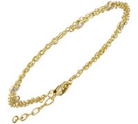 Armband 2-reihig 925 Sterling Silber gold vergoldet 5 Zirkonia 21 cm verkürzbar