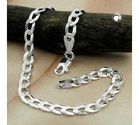 Armband 4,6mm Panzerkette flach mit Muster Silber 925 19cm
