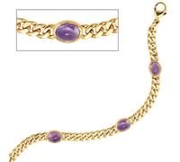 Armband 585 Gold Gelbgold 19 cm 4 Amethyst-Chabochons lila violett Goldarmband