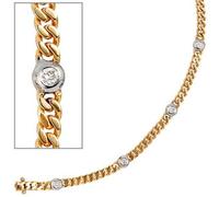 Armband 585 Gold Gelbgold Weißgold bicolor 6 Diamanten Brillanten 19 cm
