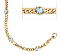 Armband 585 Gold Gelbgold massiv 19 cm 4 Blautopase hellblau blau Goldarmband