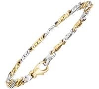 Armband 585 Gold Gelbgold Weißgold bicolor 16 Diamanten Brillanten 18,5 cm