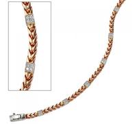Armband 585 Gold Rotgold Weißgold bicolor 28 Diamanten Brillanten 19 cm