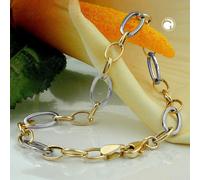 Armband 7mm Ankerkette Gliederkette oval bicolor durchlegiert Weißgold 9Kt GOLD 19cm