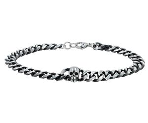 Armband ADELIA´S "Armband - Panzerarmband Totenkopf aus Edelstahl 22,5 cm", silber, Armbänder, Herren, 22cm, Edelstahl, Armband, Perfekt zum Verschenken an besondere Menschen (60515658-0) silber