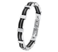 Armband AMOR "9342433", schwarz (edelstahlfarben, schwarz), Armbänder, Herren, 23cm, Edelstahl Kautschuk, Edelstahl, Kautschuk, Armband (96281807-0) edelstahlfarben, schwarz