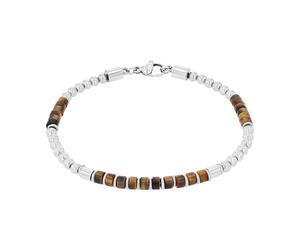 Armband AMOR, edelstahlfarben, braun, braun, Armbänder, Herren, 21cm, Edelstahl, Armband, mit Tigerauge (58935736-0) edelstahlfarben, braun, braun