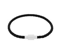 Armband AMOR, edelstahlfarben, schwarz, Armbänder, Damen, 21cm, Edelstahl Leder, Edelstahl, Leder, Armband (18185506-0) edelstahlfarben, schwarz