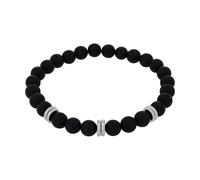 Armband AMOR, edelstahlfarben, schwarz, schwarz, Armbänder, Damen, 19cm, Edelstahl, Armband, mit Achat (72721766-0) edelstahlfarben, schwarz, schwarz
