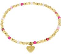 Armband AMOR "Herz", pink (gelbgoldfarben, kristallweiß, pink, kristallweiß, pink), Armbänder, Damen, 17cm, Edelstahl, Armband, mit Glasstein, Stein (synth.) (31964729-0) gelbgoldfarben, kristallweiß,