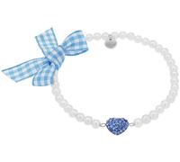 Armband AMOR "Herz/Schleife, Trachtenschmuck, Volksfest", silber (silberfarben, blau, weiß, blau), Armbänder, Damen, 18cm, Perlen Silber 925 (Sterlingsilber) Textil, Perlen, Silber 925 (Sterlingsilber