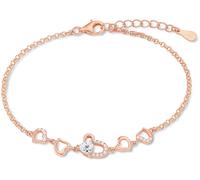 Armband AMOR "Herzen", rosa (roségoldfarben, kristallweiß), Armbänder, Damen, 20cm, Silber 925 (Sterlingsilber), Armband, mit Zirkonia (synth.) (628579-0) roségoldfarben, kristallweiß
