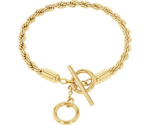 Armband AMOR "Kordelkettengliederung", gold (gelbgoldfarben), Armbänder, Damen, 19cm, Edelstahl, Armband (61385023-0) gelbgoldfarben