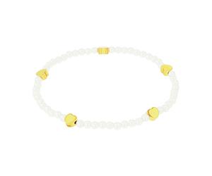 Armband AMOR "Perlenarmband mit Herzen", gelbgoldfarben, weiß, Armbänder, Damen, 17cm, Edelstahl Perlen, Edelstahl, Perlen, Armband, mit Glasperle (47924236-0) gelbgoldfarben, weiß