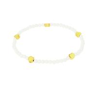 Armband AMOR "Perlenarmband mit Herzen", weiß (gelbgoldfarben, weiß), Armbänder, Damen, 17cm, Edelstahl Perlen, Edelstahl, Perlen, Armband, mit Glasperle (47924236-0) gelbgoldfarben, weiß
