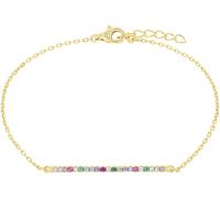 Armband AMOR "Regenbogen-Design", gold (gelbgoldfarben, blau, lila, rot, apricot, grün, blau, lila, rot, apricot, grün), Armbänder, Damen, 19cm, Silber 925 (Sterlingsilber), Armband, mit Zirkonia (syn