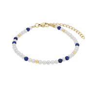 Amor Bead Armband für Damen, Edelstahl, mit Muschelkernperle und Lapis, 16+4 cm, gold, Geschenkidee, kommt in Schmuck Geschenk Box, 2100161