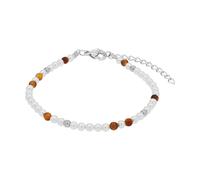 Amor Bead Armband für Damen, Edelstahl, mit Muschelkernperle und Tigerauge, 16+4 cm, silber, Geschenkidee, kommt in Schmuck Geschenk Box, 2100152