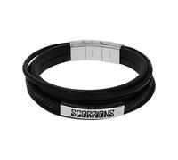 Armband AMOR "Scorpions by Amor", edelstahlfarben, schwarz, Armbänder, Damen, 21cm, Edelstahl Leder, Edelstahl, Leder, Armband (22224409-0) edelstahlfarben, schwarz