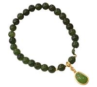 Armband, Armband mit 6 mm Kristall-Chakra-Steinperlen, Glücksbringer-Armband(Green Jade)