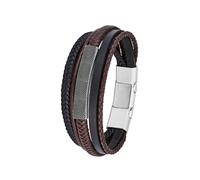 Armband aus Leder und Edelstahl 21 schwarz|braun|silber 272.908.6412.4259.99B0.21