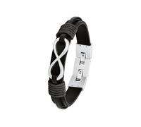 Armband aus Leder und Edelstahl 22 schwarz|silber 272.908.6412.4280.99B0.22