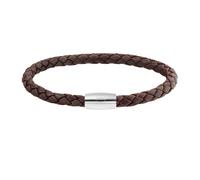 Armband CAÏ "Edelstahl Leder braun 23cm", braun, Armbänder, Herren, 23cm, Edelstahl, glänzend, Armband (83006249-0) braun