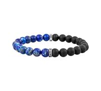 Armband CAÏ "Lapis & Onyx 21cm", blau, Armbänder, Damen, 21cm, Edelstahl, glänzend, matt, Armband (70655413-0) blau