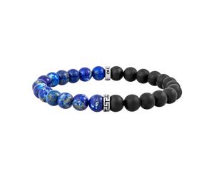 Armband CAÏ "Lapis & Onyx 21cm", blau, Armbänder, Herren, 21cm, Edelstahl, glänzend, matt, Armband (70655413-0) blau