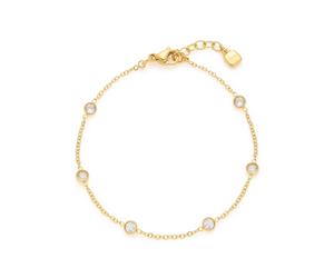 Armband CIAO BY LEONARDO "Mini CIAO", gold (gelbgoldfarben, kristallweiß, kristallweiß), Armbänder, Damen, 18,5cm, Edelstahl, Armband, mit Kristallglas (99139812-0)