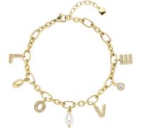 Leonardo Armband Ciao Otella – goldfarbener Edelstahl, LOVE-Charms mit Zirkonia, 18–21 cm – Damen