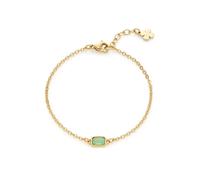 JEWELS BY LEONARDO Armband Ciao Sofia • Arm-Kette aus goldfarbenem Edelstahl • mintgrüner Glaskristall und Kleeblatt-Anhänger • 17-19 cm Länge • Geschenk Damen Schmuck • 021652