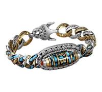 Armband Damen Buchstabe F chinesisches Silber, Zeichen-Mantra, neunäugige Dzi-Perlen, Feng-Shui-Armband, türkisfarbene neun-Augen-Perlen, Glücksarmband Langes Armband (Camouflage, 20)
