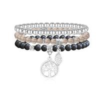Armband Damen Perlen Lebensbaum : 3pcs Armbänder Frauen mit Baum des Lebens Anhänger Schwarz Naturstein Armreif Schmuck Geschenke für Mama, Freund, Tocher, Schwester Weihnachten, Erntedank, Geburtstag