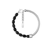 Armband DIESEL "Diesel Font", schwarz (edelstahlfarben, schwarz, schwarz), Armbänder, Damen, 21,3cm, Edelstahl, Armband, mit Lapislazuli oder Achat (69532423-0) edelstahlfarben, schwarz, schwarz