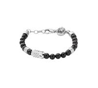 Armband DIESEL "Schmuck Edelstahl Armschmuck Beadarmband", schwarz (edelstahlfarben, schwarz), Armbänder, Damen, 20cm, Edelstahl, Armband, mit Achat (62216550-0) edelstahlfarben, schwarz