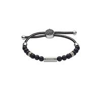 Armband DIESEL "Schmuck Edelstahl Armschmuck Beadarmband Zugarmband", schwarz (edelstahlfarben, schwarz), Armbänder, Damen, 24cm, Edelstahl Nylon, Edelstahl, Nylon, Armband, mit Achat (60131448-0) ede