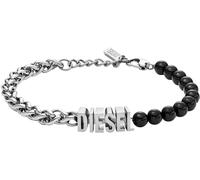 Armband DIESEL "Schmuck Geschenk Edelstahl Armschmuck Armkette FONT", schwarz (edelstahlfarben, schwarz, schwarz), Armbänder, Damen, 21,5cm, Edelstahl, Armband, mit Achat (73362238-0) edelstahlfarben,